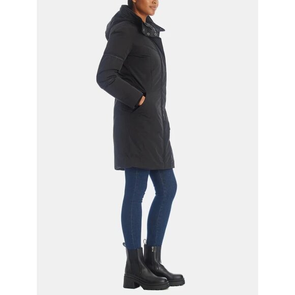 WhiteSky BLACK Womens Falcon Parka Coat Down Removable Hood US XS NEW - Picture 3 of 16